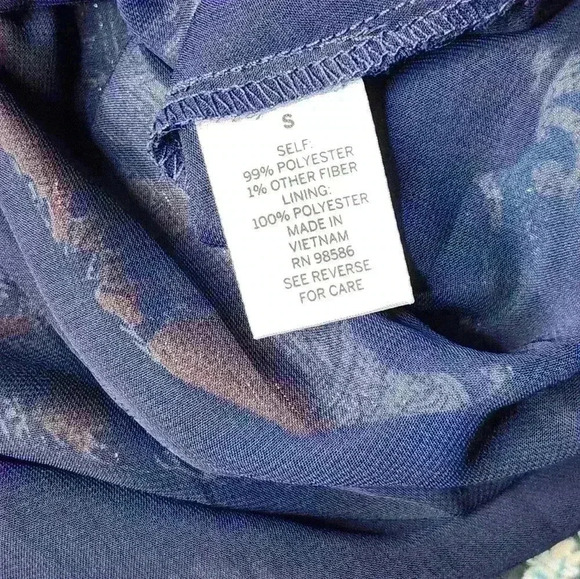 Dressbarn multi colored long blouse gathered sleeve, sheer and lined size S - Picture 12 of 14